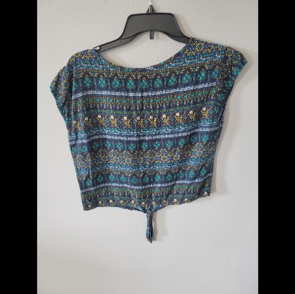 Mossimo Supply Co. Top, Blue and Gold Tribal Tie Front, Small - Picture 4 of 10